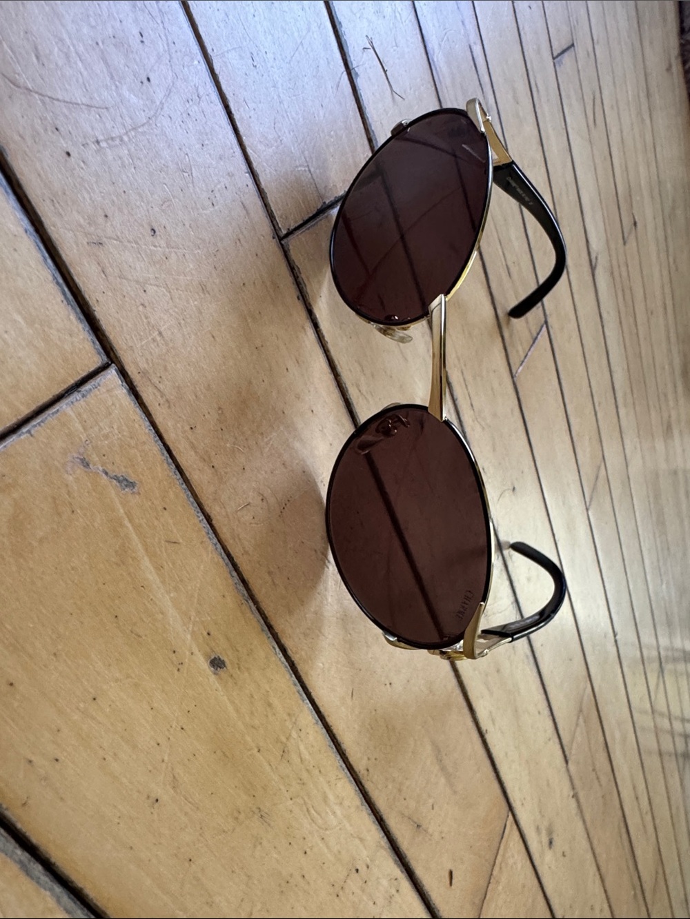 Charme Gold Frame Round Sunglasses with Brown Lenses